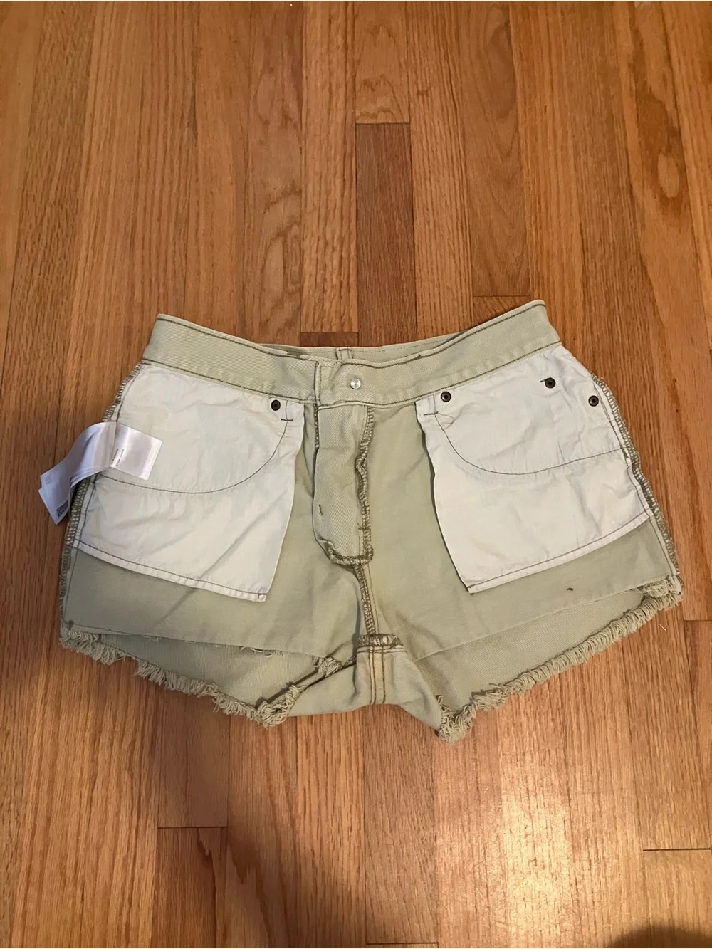 Billa Bong Frayed Hem Canvas Shorts in Light Sage